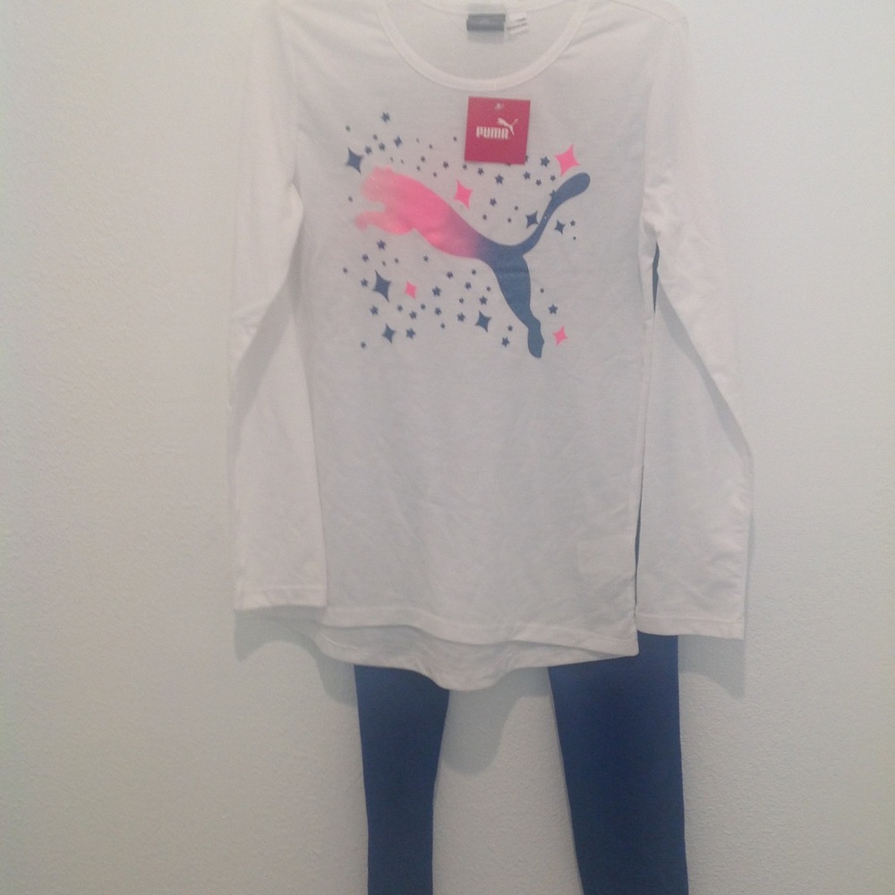NWT Puma Girls 2 Pc Set Leggings & Long Sleeve Top